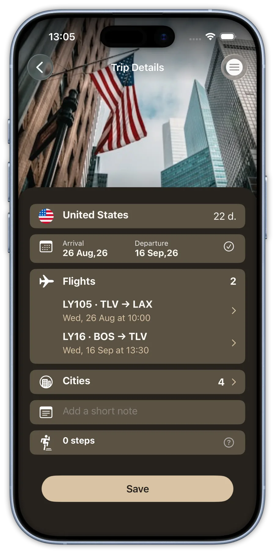 Trip details screen